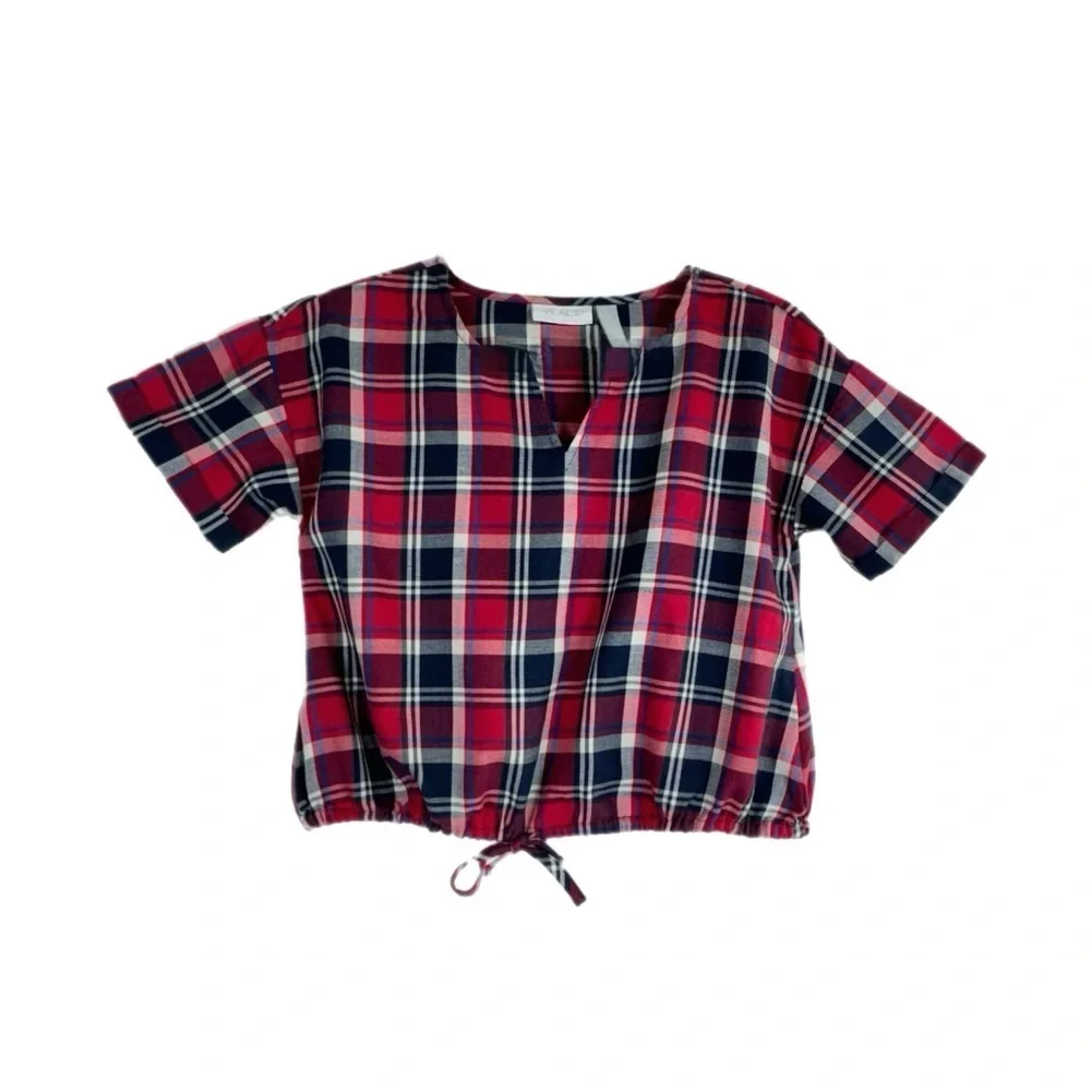 Children’s Place Girl’s Plaid Drawstring Waist Top